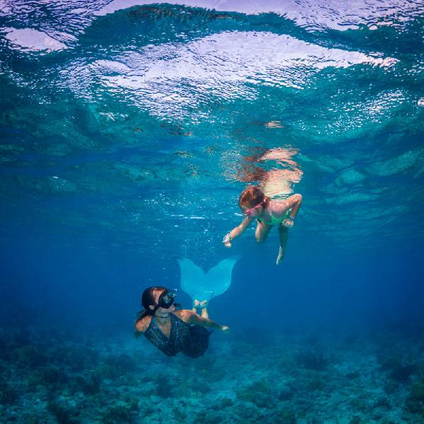 Bonaire. DeepSea Challenge 2016.Two mermaid.